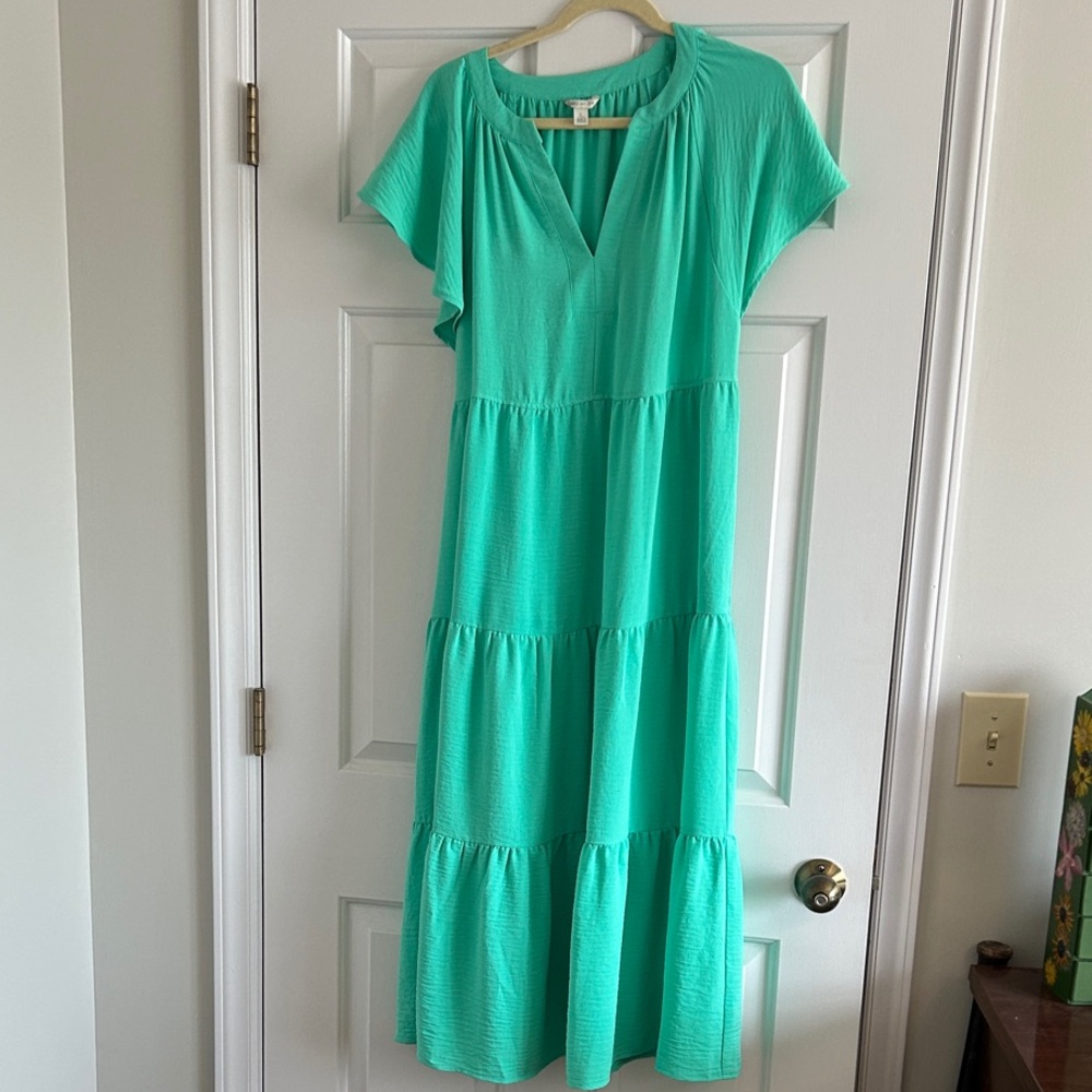 Cato Teal Tiered Maxi Dress